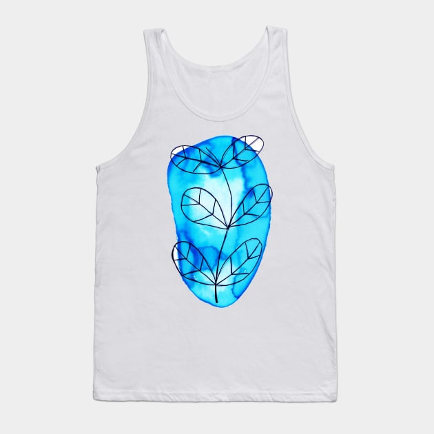 Blue Watercolor Plant Tank Top by saradaboru